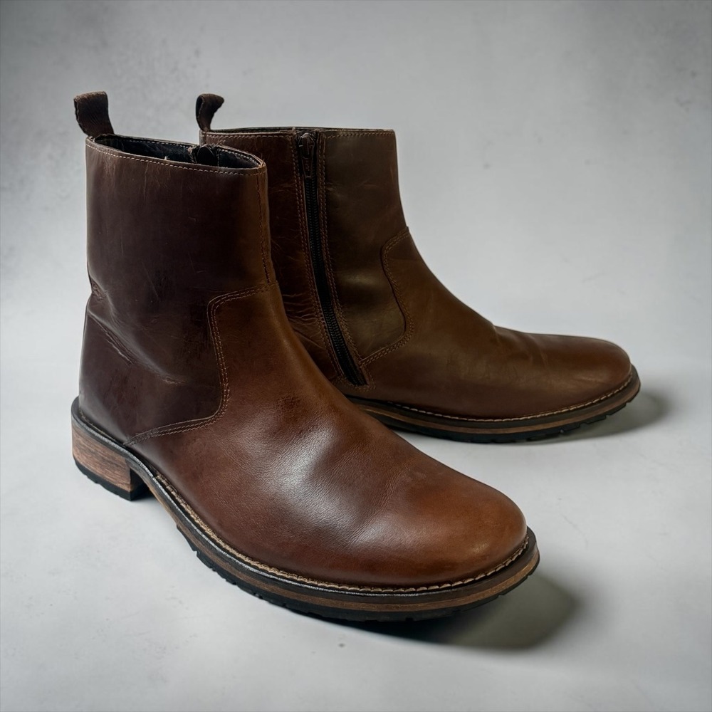 Red Tape Salisbury Zip BT Mens Brown Leather Side Zip Ankle Boots Size 13